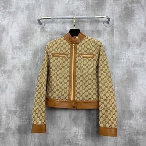Authentic Gucci Tan and Brown Leather Jacket